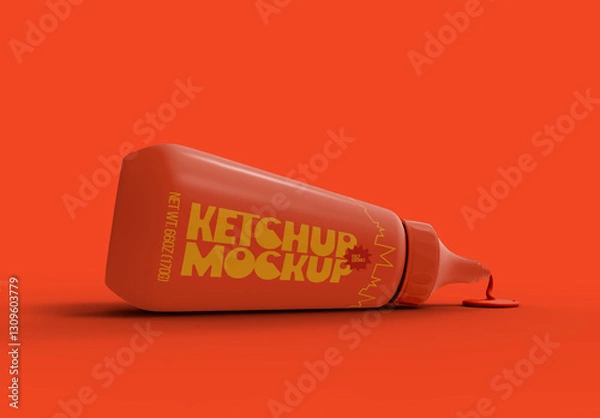 Fototapeta 3d Dripping Plastic Sauce Bottle Mockup