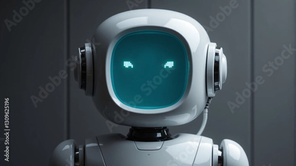 Fototapeta Futuristic Robot with Digital Face