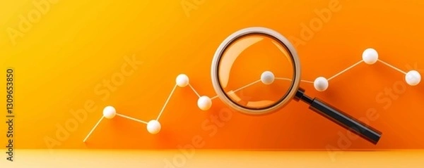 Obraz Financial Analysis Magnifier Tool on Orange Background