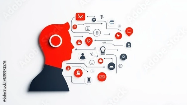 Fototapeta Customer Journey Map with Interactive Elements and Visual Connections in Clean Design