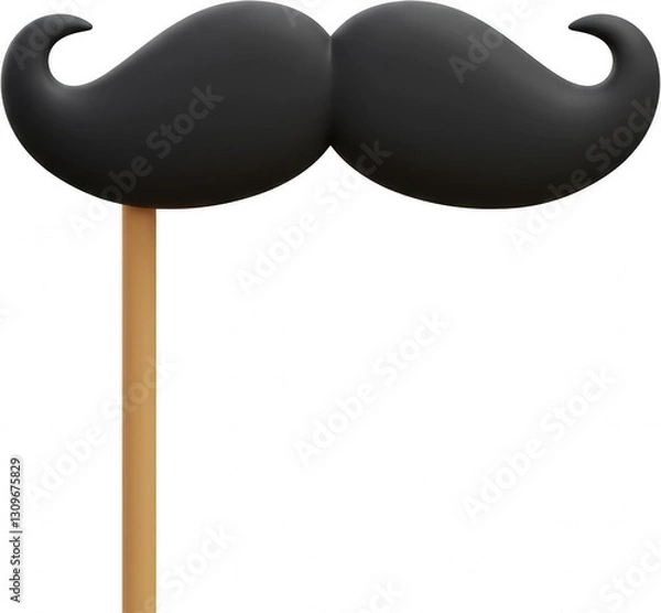 Obraz 3D Render of a Black Mustache on a Stick Fun Party Accessory Photo Booth Prop