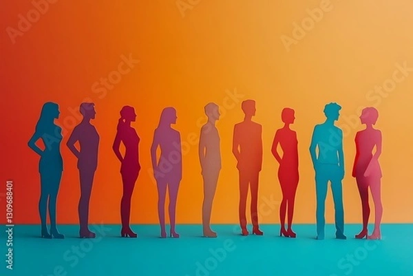 Fototapeta Paper People Teamwork Collaboration Bright Colors