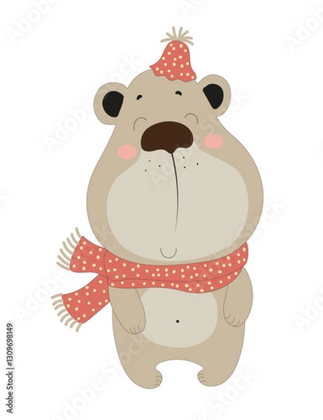 Fototapeta Bear in Red Scarf