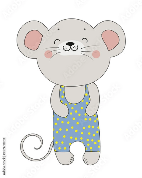 Fototapeta Friendly Mouse in Polka Dot Outfit