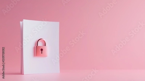 Fototapeta a conceptual image of a locked document, representing security and privacy concerns. A padlock secures a stack of papers