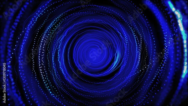 Fototapeta Abstract sci-fi blue tunnel. Wormhole absorbs cyberspace. 3D portal. Futuristic fantasy high-tech funnel. 3d rendering. Super-fast, fast 3D corridor. HD, 4K,