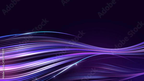 Fototapeta Violet waves. Wavy purple lines on blue background. Lines abstract. Wave pattern. Dotted lines. Neon waves. particles background. Blue and violet gradient. HD, 4K,