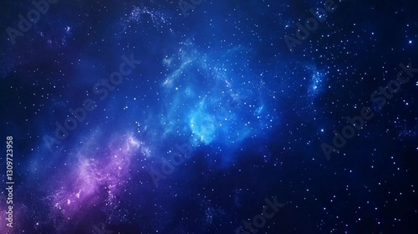 Fototapeta A blue sky with a lot of stars. The stars are scattered all over the sky. The sky is very clear and bright