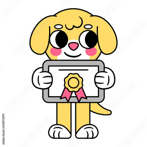 Obraz cute dog holding a certificate
