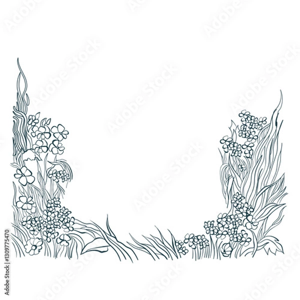 Obraz flower grass nature arc wreath vector frame line artistic