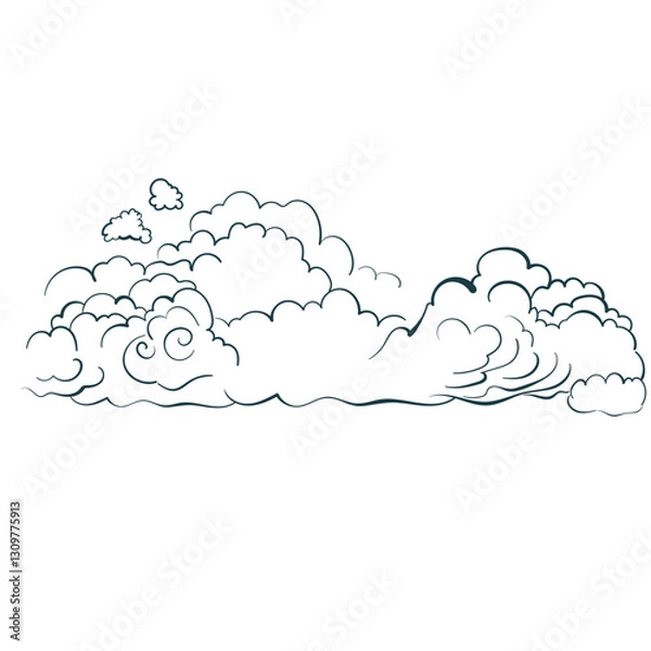 Fototapeta clouds vector line isolated 