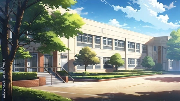 Obraz Serene High School Campus with White Building