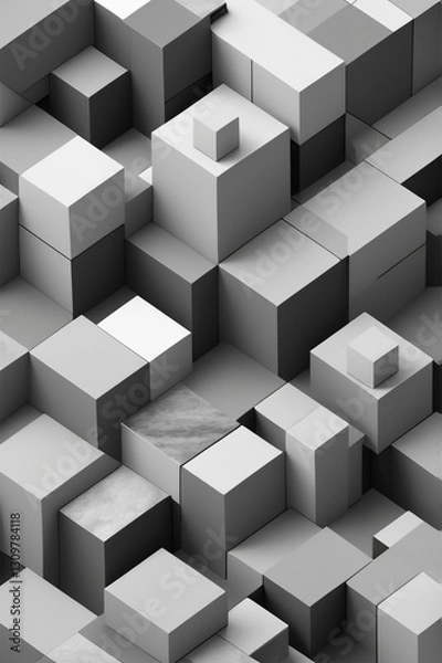 Fototapeta Randomized Square Pattern | Mosaic Tile Canvas in the Bathroom | Black White gray | Flor Wall Club Gilaf design | Abstract Image Background