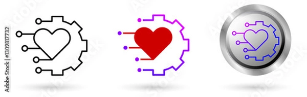 Fototapeta Modern Health Digitalization Digital Transformation of health world icons, various line styles, solid and glossy effects, ideal for health projects, medical applications, etc.