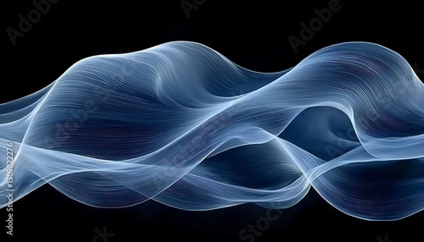 Fototapeta Abstract Blue Wave Flowing Dark.