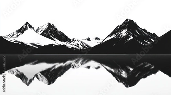 Obraz Snowy mountain range reflected in calm lake; nature background