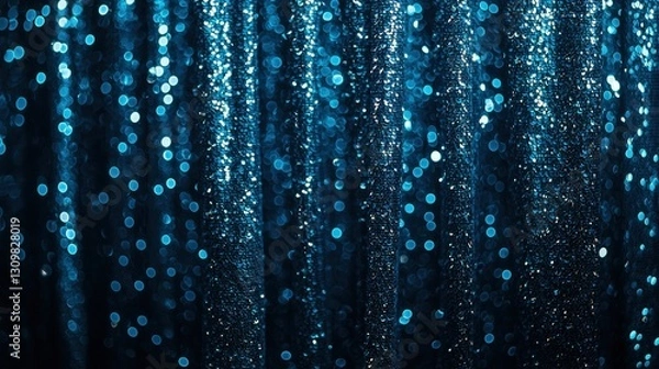 Obraz Blue curtains sequin beautiful glitter texture map pattern background