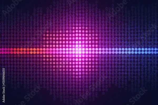 Fototapeta vibrant neon lime-and-purple pixel circle pattern with Pulsing center-right in a soft gray gradient in Minimalist Void – Futuristic Digital Art
