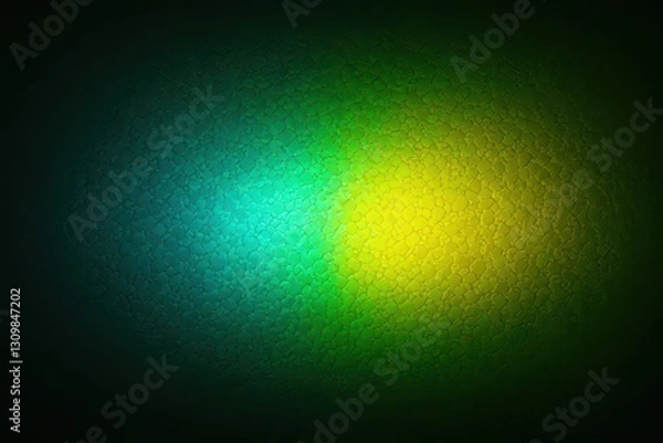 Fototapeta vibrant neon teal-and-yellow hexagonal grid with shimmering center-left in a deep black gradient in Minimalist Void – Futuristic Digital Art