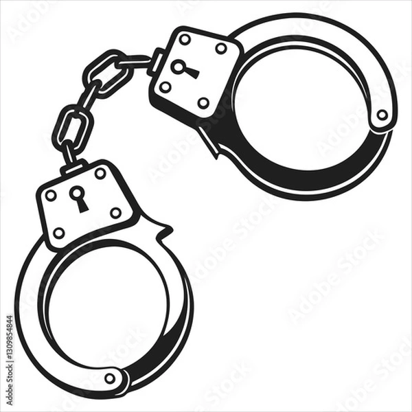 Obraz silhouette handcuffs on white background