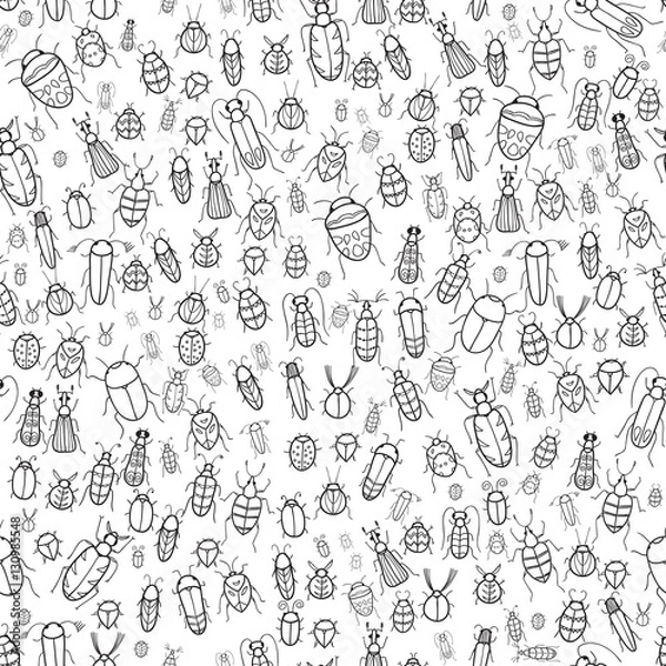 Obraz Seamless vector pattern with doodle bugs