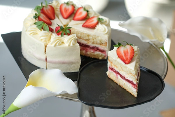 Fototapeta cake with strawberry 