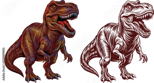Fototapeta vector image of a large aggressive tyrannosaurus