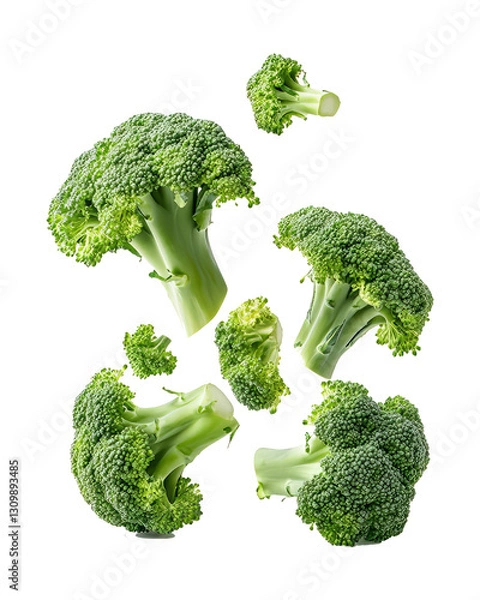 Fototapeta falling broccoli isolated on white or transparent