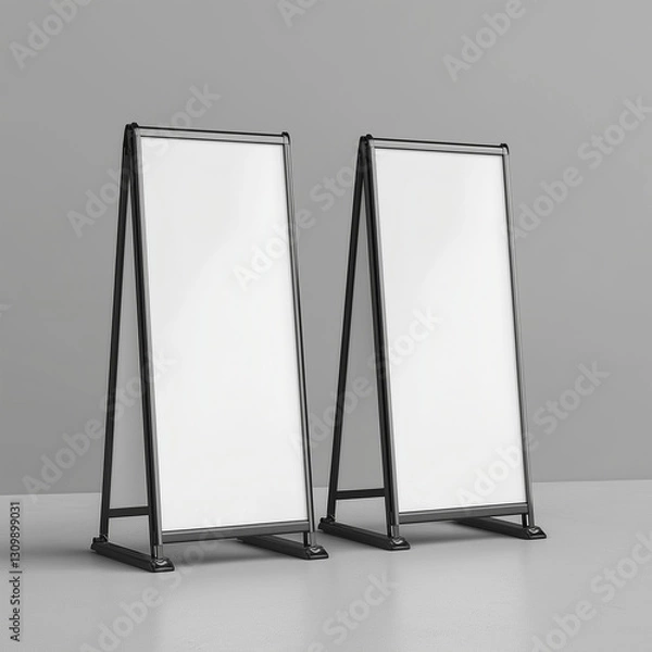 Fototapeta Blank board billboard display poster template mockup integration isolated on white background
