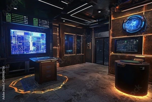 Obraz Virtual escape room challenges teams with complex puzzles.
