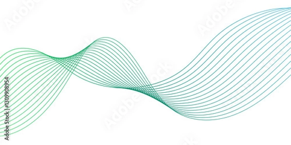 Fototapeta Flowing wavy colorful gradient on transparent background. Abstract wavy lines Isolated background design. Twisted curve lines with blend effect. Modern technology background, wave design.