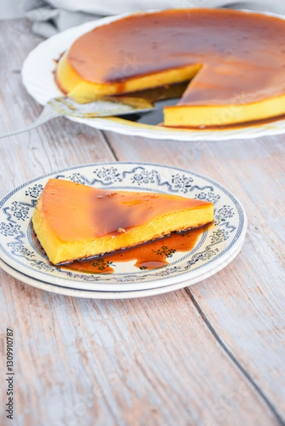 Obraz homemade lemon flan with caramel recipe