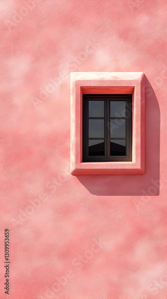 Fototapeta Pink Wall with Window: A 3D Rendered Illustration