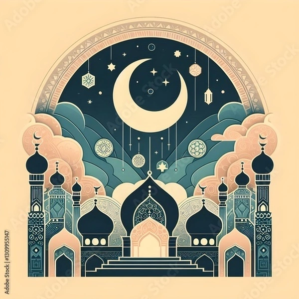 Obraz eid mubarak greeting card vector