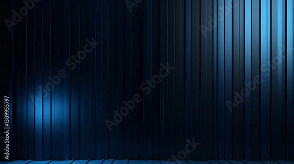 Obraz An abstract black and blue gradient background with vertical lines, perfect for gaming wallpapers, displays, and tech presentations.

