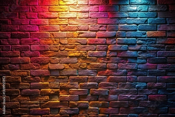 Obraz Blackened brick wall, subtle textures in a dim interior shot.