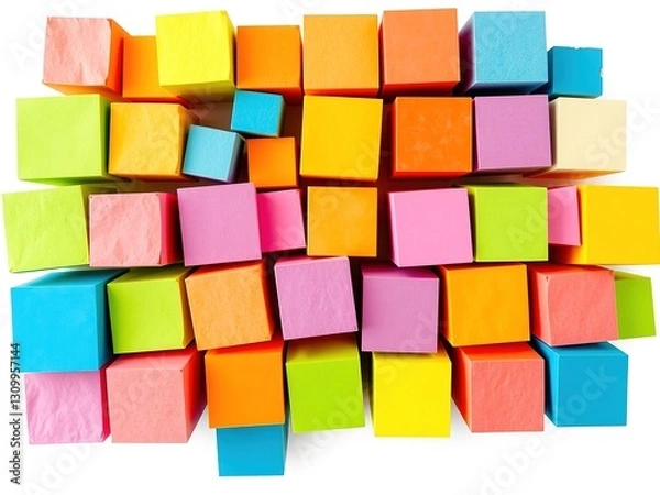 Fototapeta Colorful Cube Notes - Playful Rainbow Display
