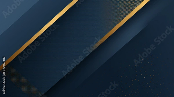 Fototapeta A premium blue and gold color background with dynamic diagonal pattern, perfect for royal awards and technology presentations.

