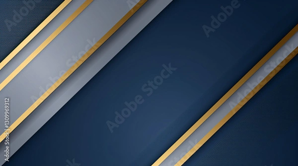 Fototapeta A premium blue and gold color background with dynamic diagonal pattern, perfect for royal awards and technology presentations.

