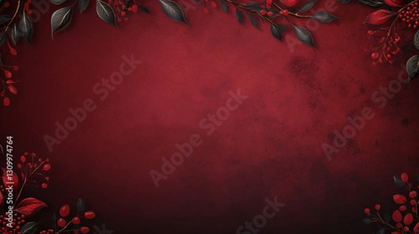 Fototapeta  A dark red Christmas background with subtle embossed textures, perfect for greeting cards and holiday decorations.