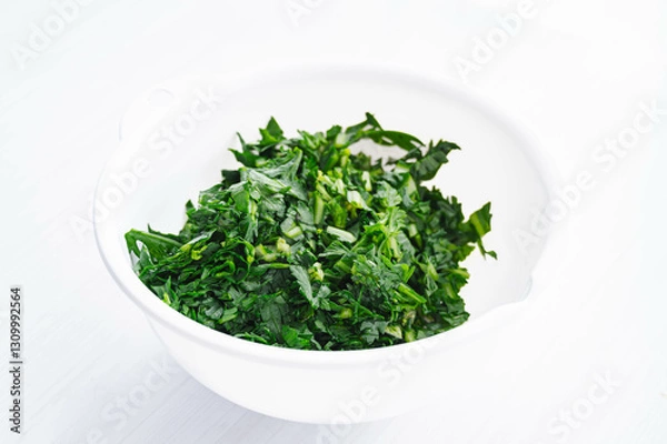 Fototapeta ボウルに入った刻み春菊