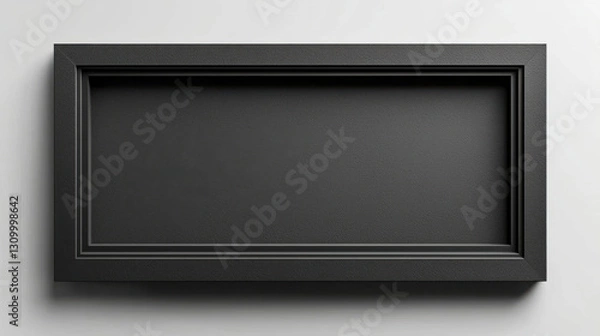Obraz minimalist black rectangular frame mockup floating against light gray background, showcasing sleek and modern design