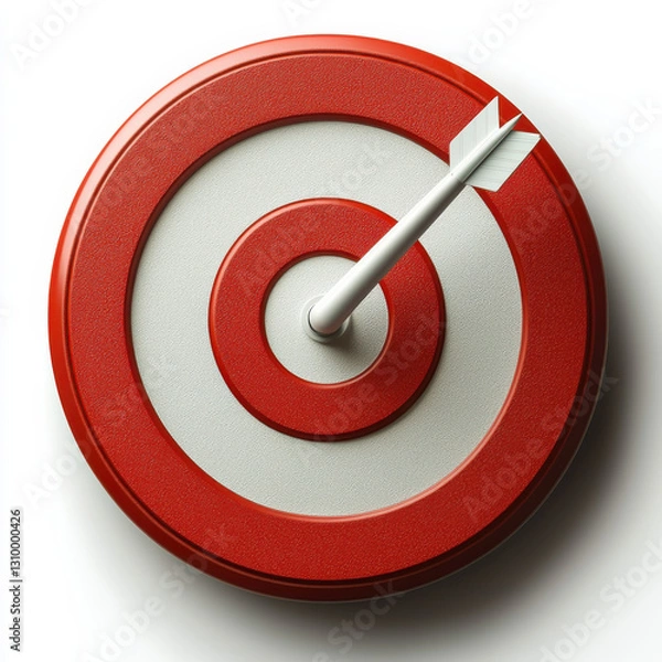 Obraz red and white target with arrow hitting bullseye symbolizes precision and success. circular design is visually striking, emphasizing accuracy and focus in achieving goals
