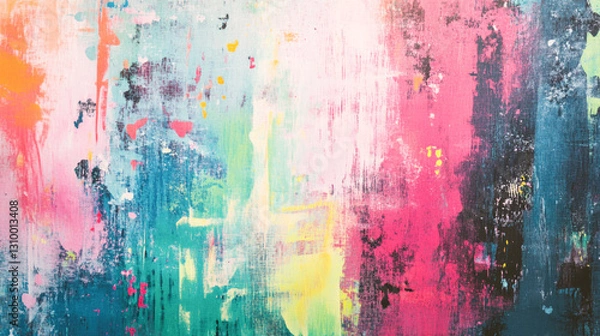 Fototapeta Vibrant abstract painting with colorful brushstrokes and textured layers
