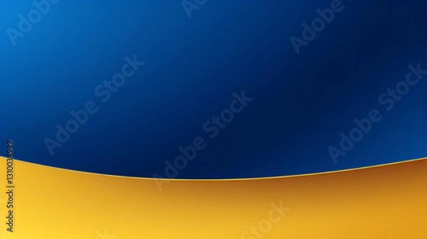 Fototapeta A subtle flat, straight, clear solid vector royal blue background with golden curved lines and a frame, ideal for display panel technology wallpaper.

