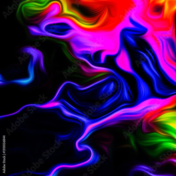 Fototapeta Abstract fluid art digital painting and dynamic swirling patterns with vibrant color transitions.