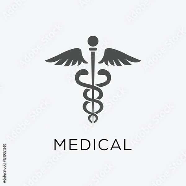 Fototapeta Caduceus medical symbol vector with editable stroke.