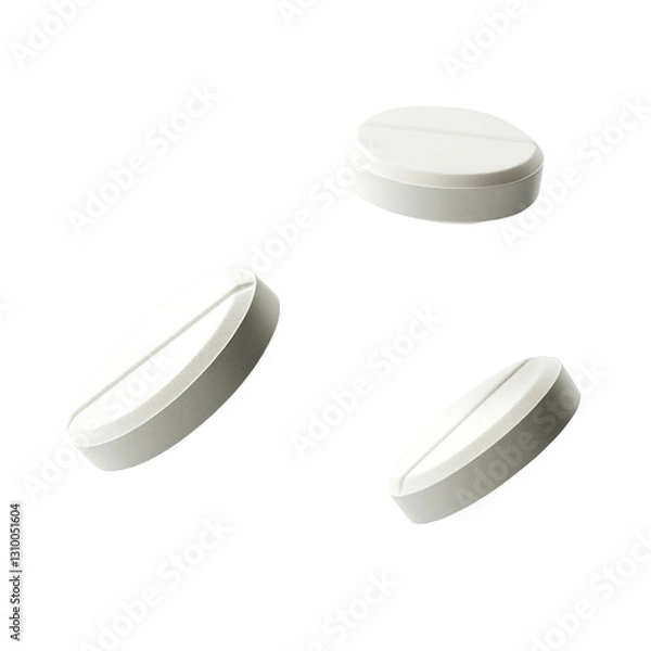 Obraz white pills isolated on white background
