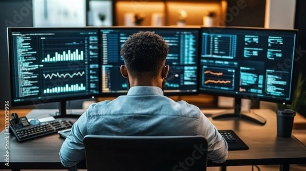 Fototapeta Monitoring Digital Assets: The Role of a Cybersecurity Analyst