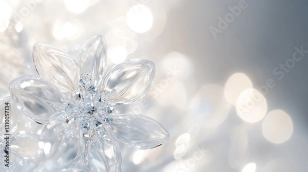 Fototapeta Crystal flower ornaments on blurred lights